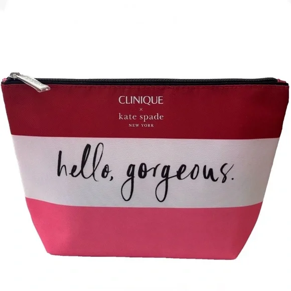 Clinique x Kate Spade New York Hello Gorgeous Bag Cosmetic Bag stripe bag New - Picture 3 of 7